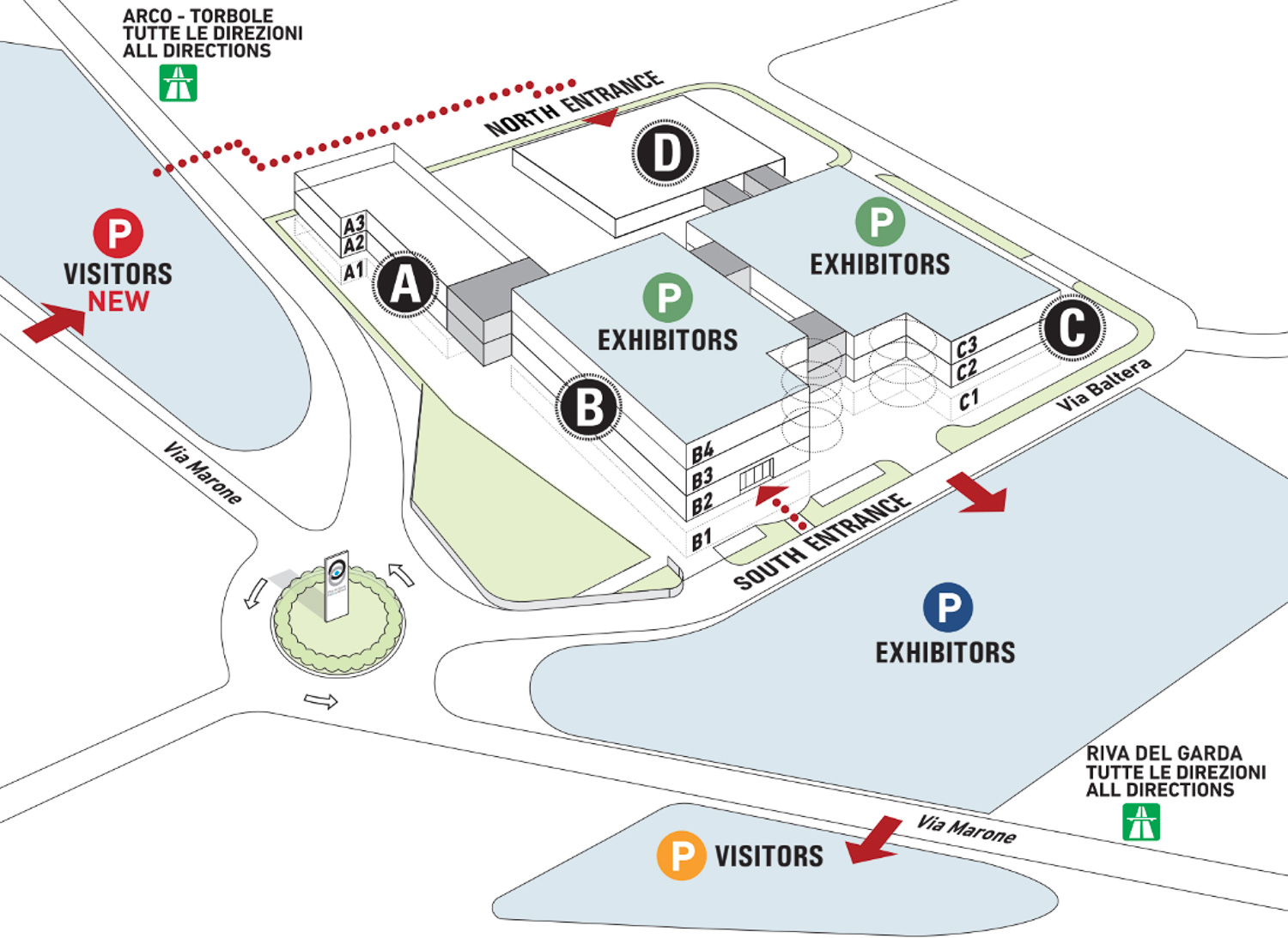 Official parking and entrance map